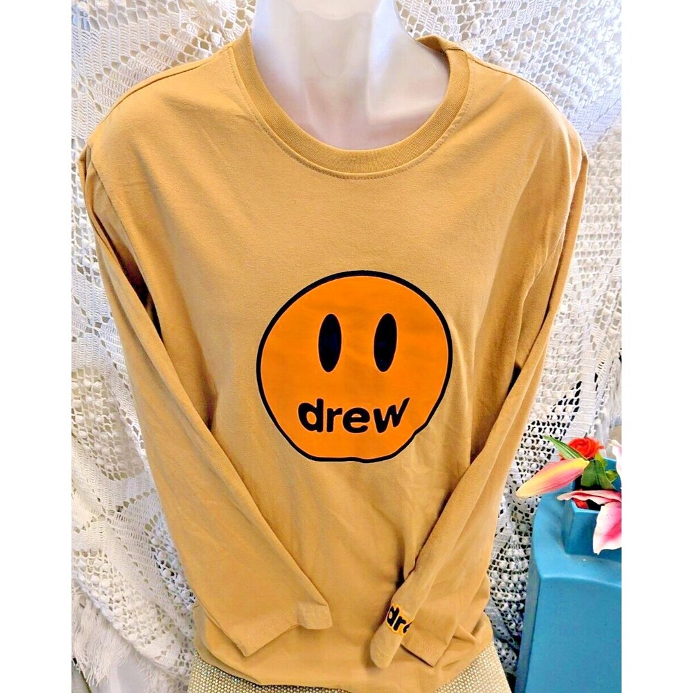 Men’s Drew House T-Shirt Yellow Smiley Face Justin Bieber Size  XL